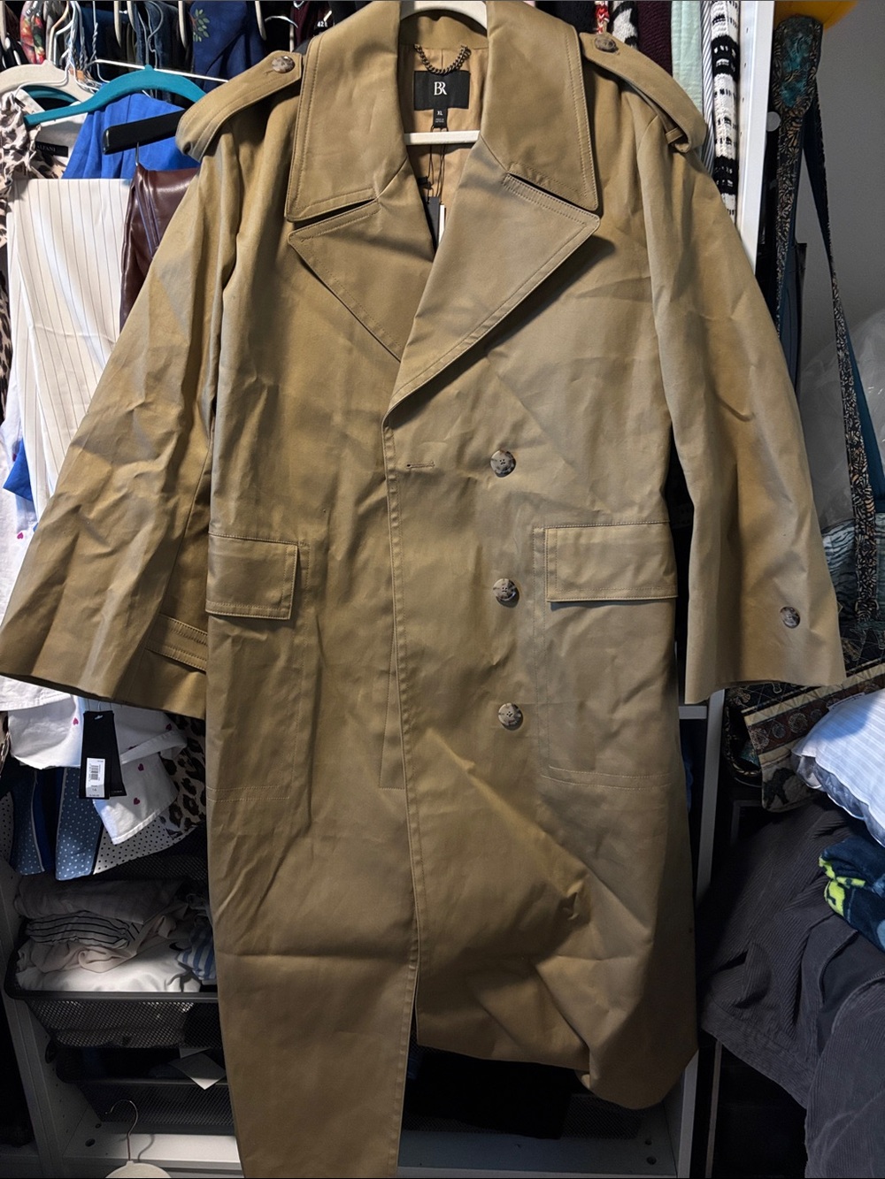Banana Republic Tan Double-Breasted Water Resistant Trench Coat